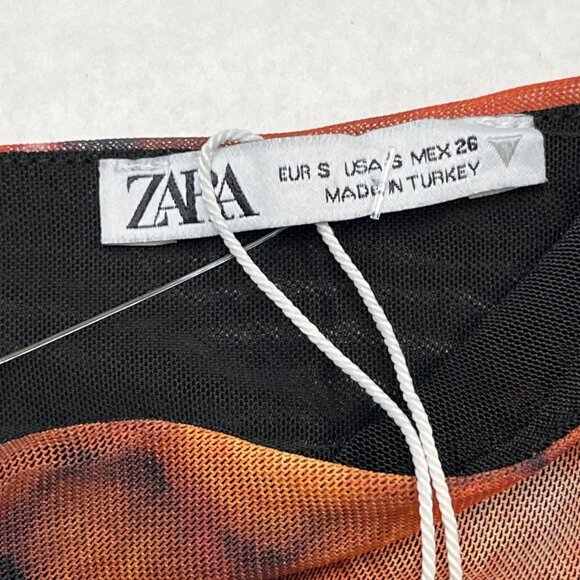 Zara Dress‎ Womens S Ruched Mesh Fruit Stand Strappy Bodycon Maxi Y2K Festival - Picture 9 of 14